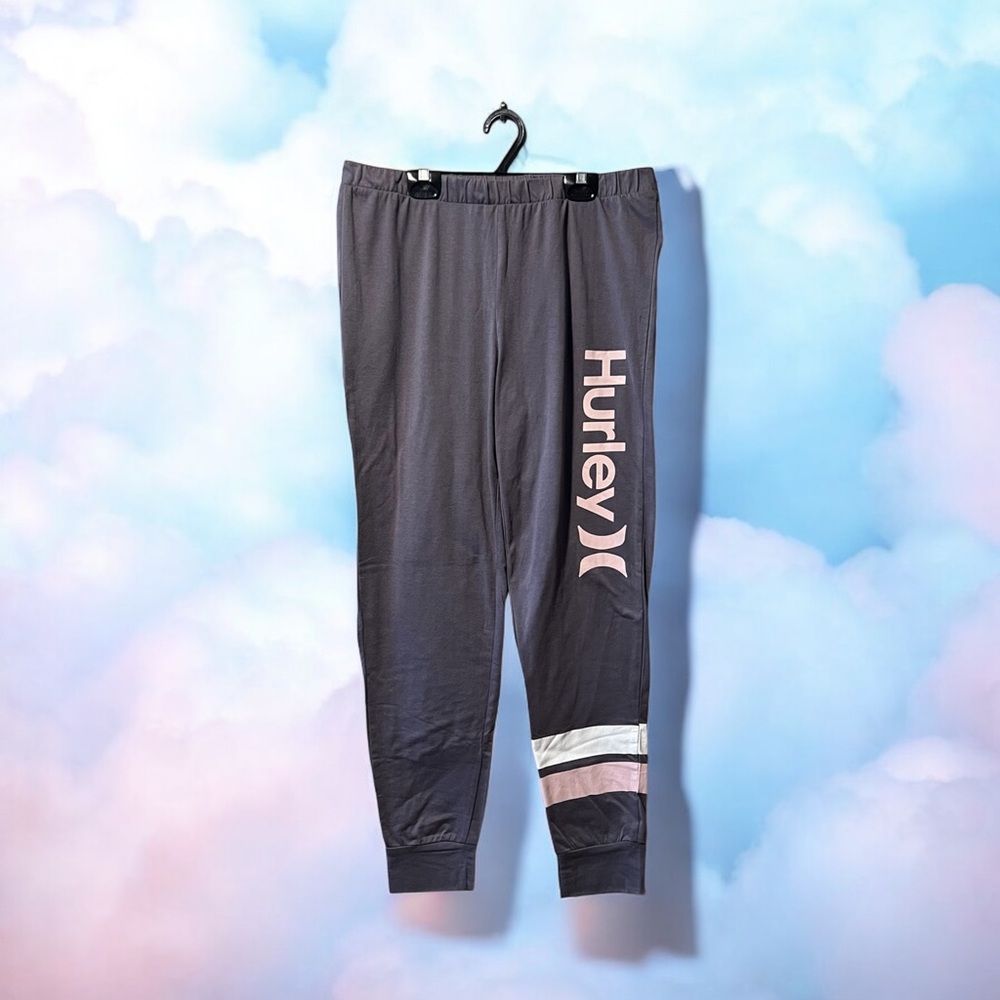 NWT Hurley Grey Sleep Pants with Light Pink & White Accents